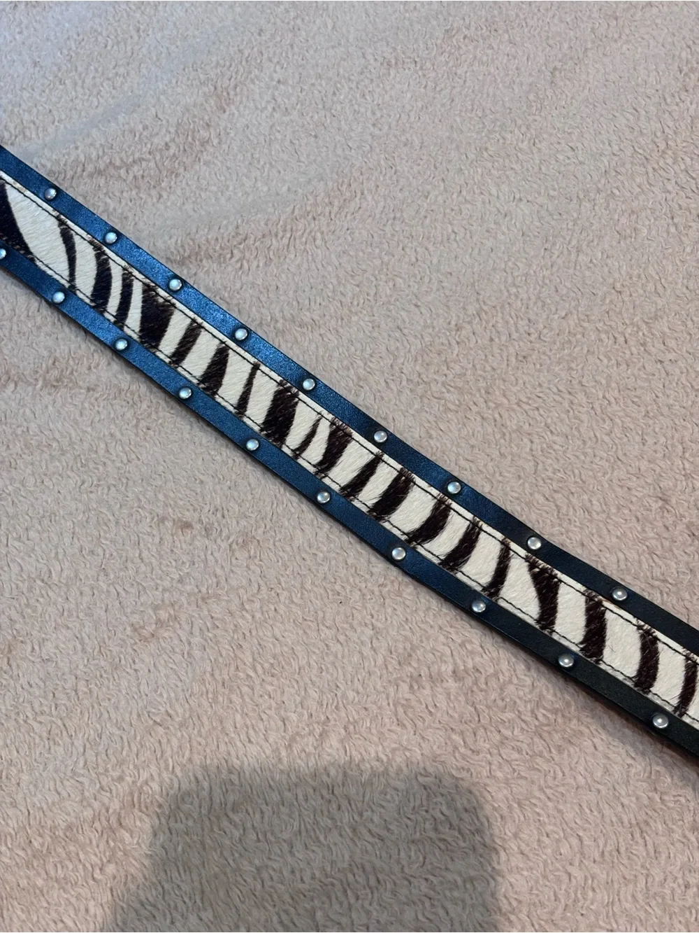 Genuine Leather Zebra Print Studded Belt – 41” Length
